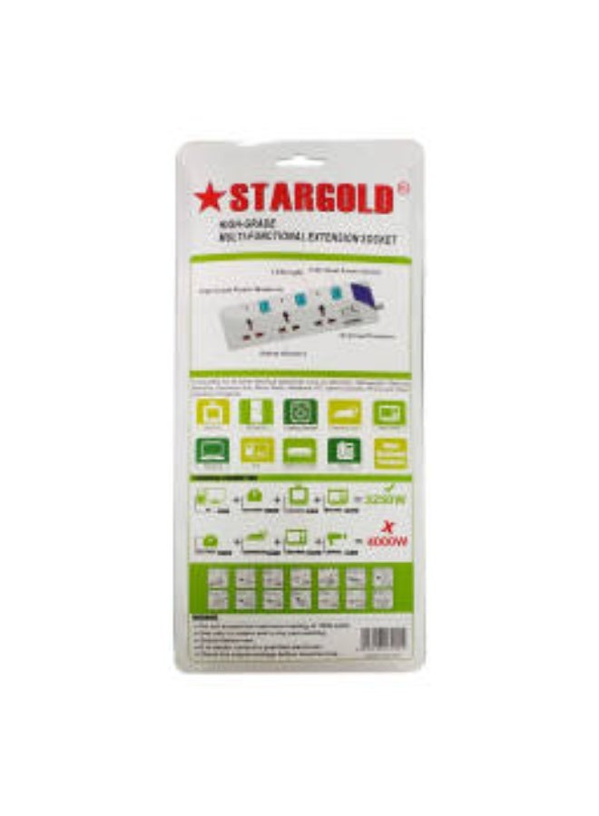 STARGOLD Extension Cord, Overload Protector Electric Socket Charging Lead 3 AC Output 13A 5M Long Power Cable, Heavy Duty Charging Station for Smartphone, Electronics, Home, Offices - White - Image 3